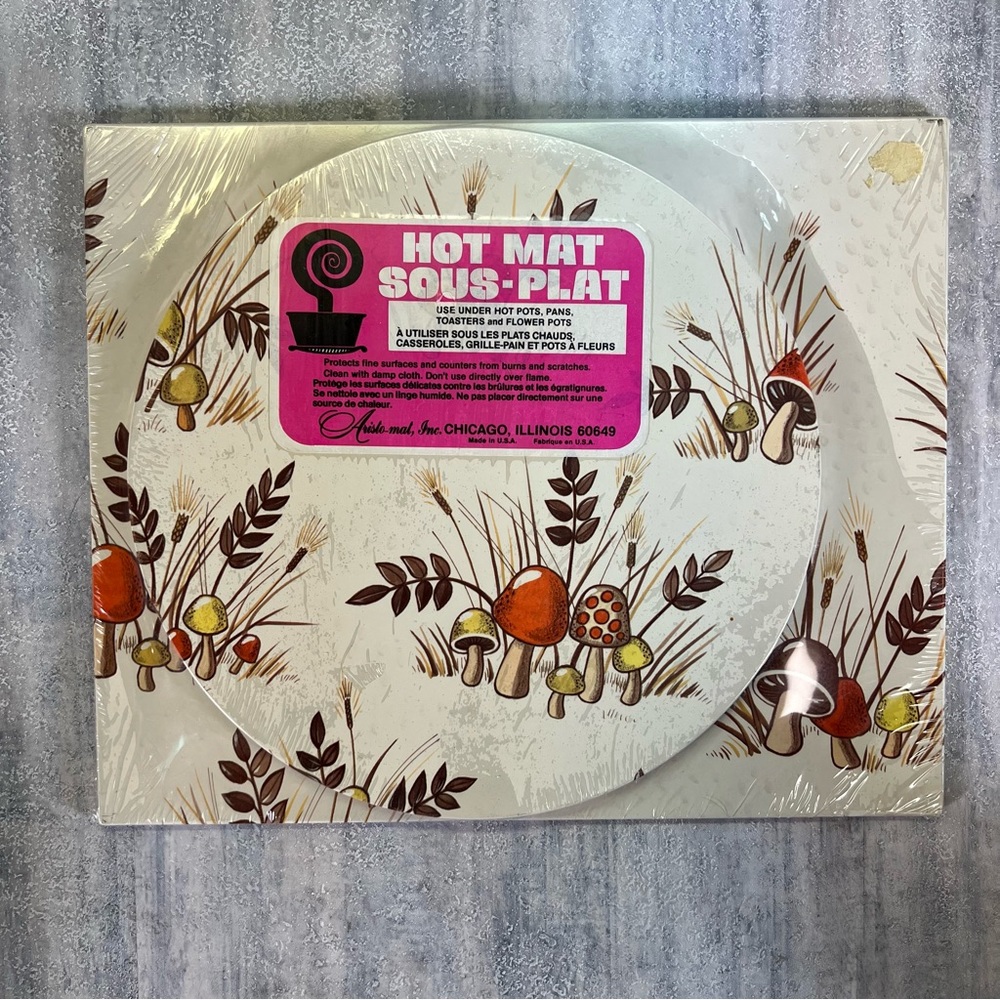 Vtg Aristo-Mat Kitchen Hot Mat Mushroom Folly 222 Chicago Pad USA Warm